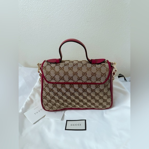 Gucci Canvas Marmont Top Handle Flap Closure Bag - Picture 3 of 9
